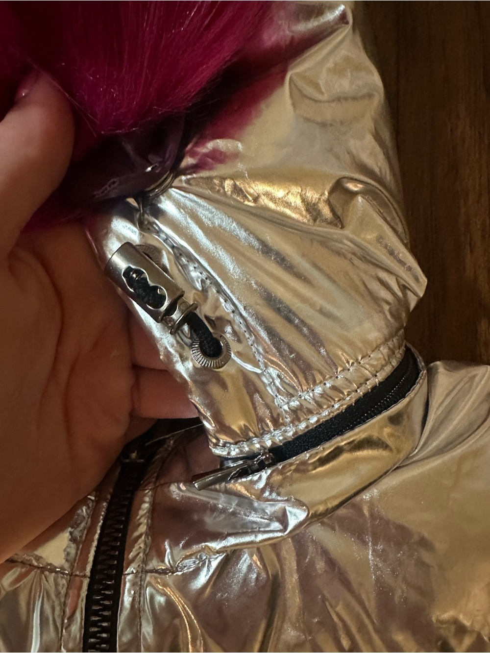 Pilguni Girls Silver Ski Jacket with Fur Hood - Size 8y - Picture 6 of 11